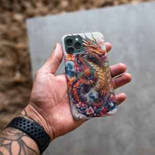 Year of the Dragon Red Orange and white Custom iPhone 14 Case