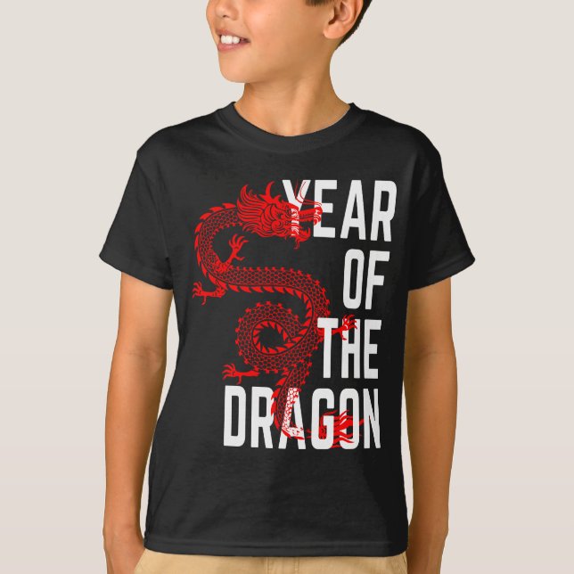 Year of the Dragon red white T-Shirt (Front)