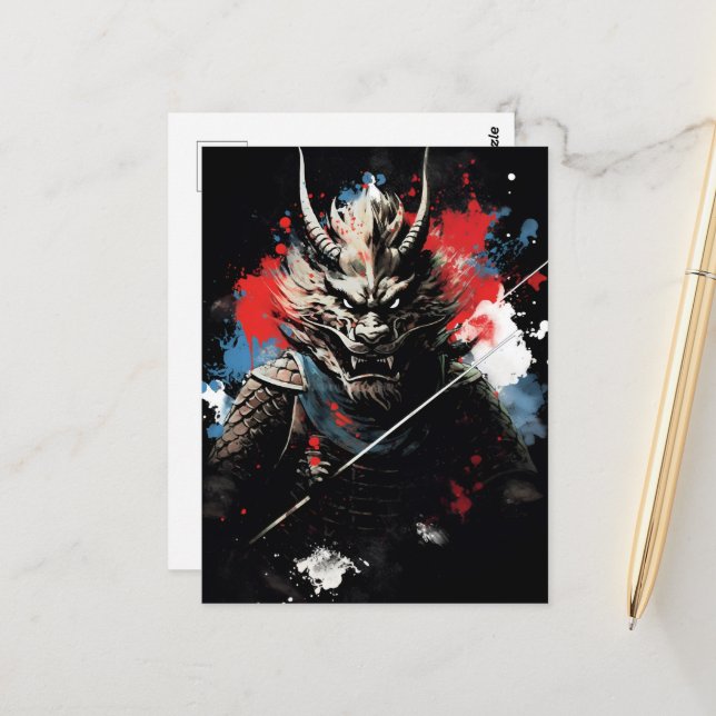 Year of the Dragon Samurai Postcard (Front/Back In Situ)