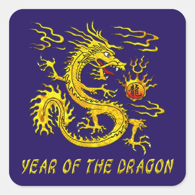 Year Of The Dragon Square Sticker (Front)