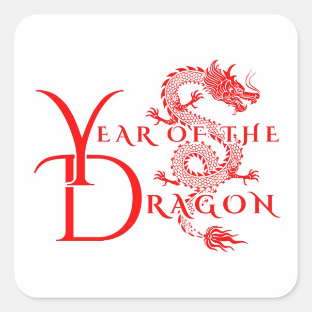 Year of the dragon square sticker (Front)