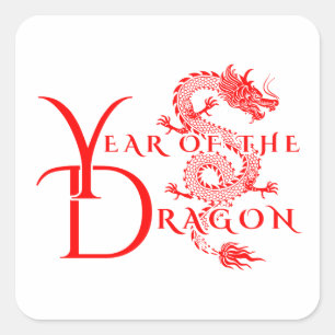 Year of the dragon square sticker