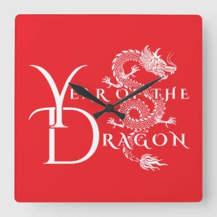 Year of the dragon square wall clock