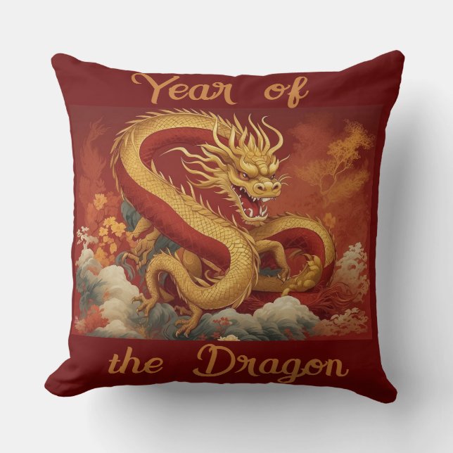 Year of the Dragon Throw Pillow (Front)