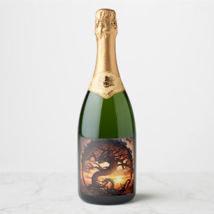 year of the dragon wine bottle sparkling wine label