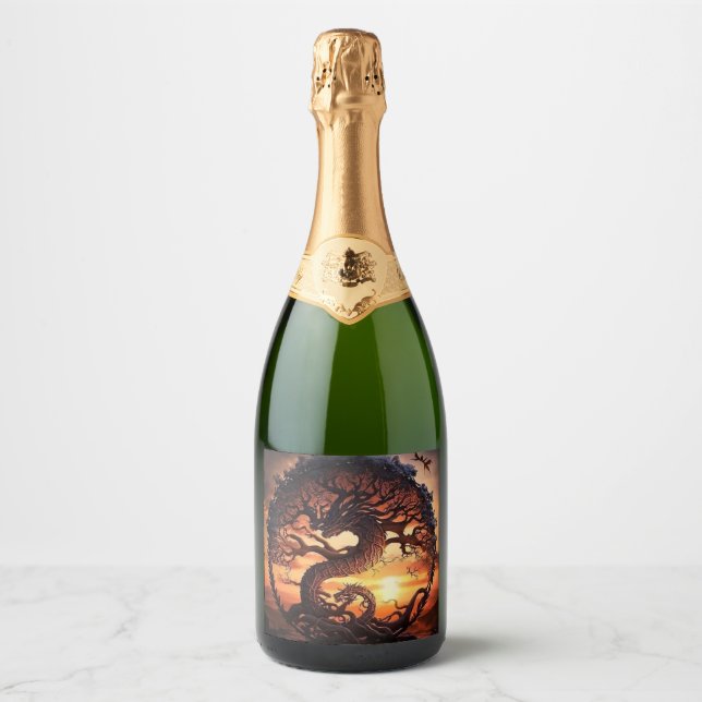 year of the dragon wine bottle   sparkling wine label (Front)