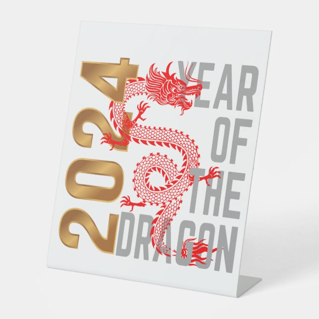 Year of the Dragon Year 2024 Chinese zodiac Pedestal Sign (Front)