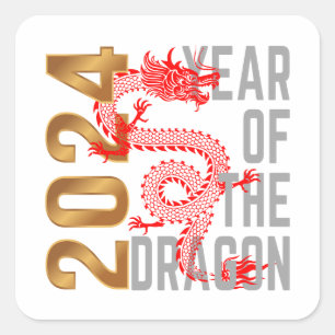 Year of the Dragon Year 2024 Chinese zodiac Square Sticker