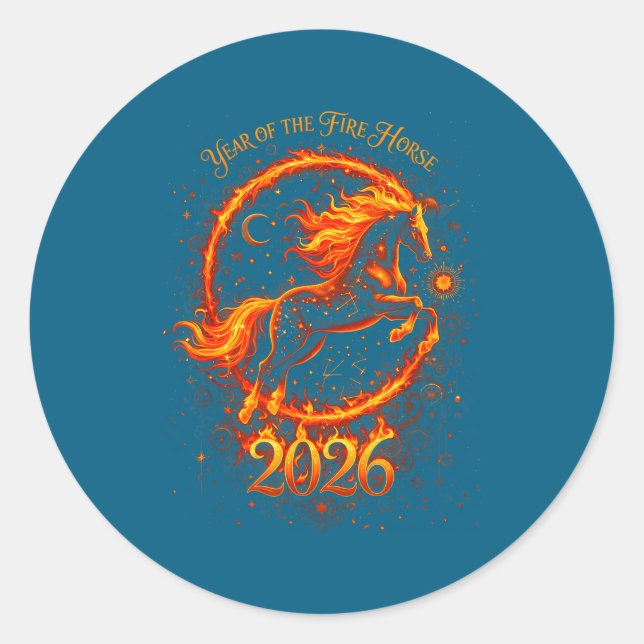 Year Of The Fire Horse 2026 Chinese New Year  Classic Round Sticker (Front)