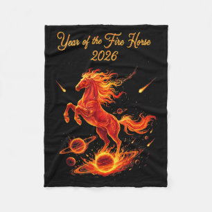 Year of the fire horse 2026 chinese new year lunar fleece blanket