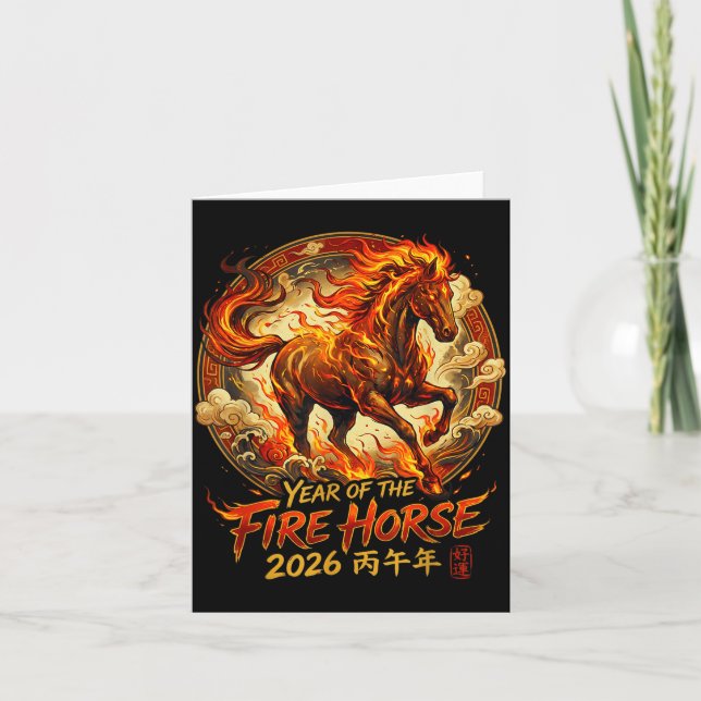 Year Of The Fire Horse 2026 Chinese Zodiac Lunar N Card (Front)