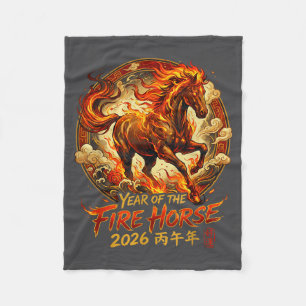 Year Of The Fire Horse 2026 Chinese Zodiac Lunar N Fleece Blanket
