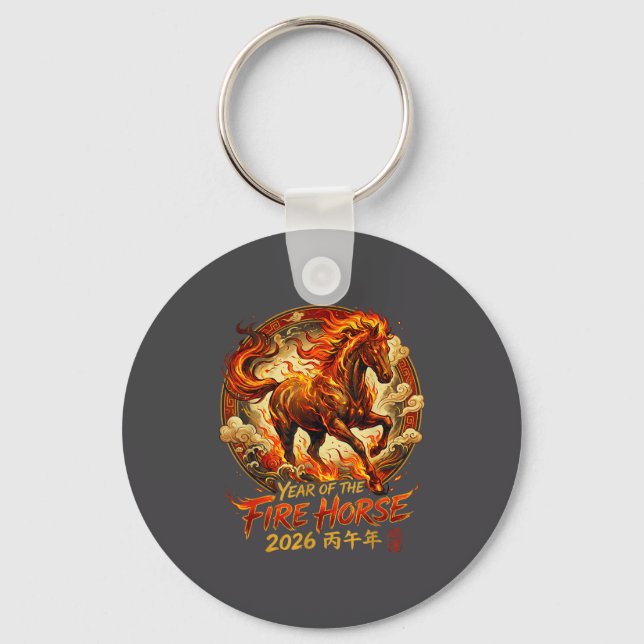 Year Of The Fire Horse 2026 Chinese Zodiac Lunar N Key Ring (Front)
