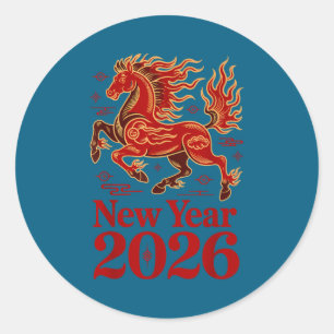 Year Of The Fire Horse 2026 Lunar Chinese New Year Classic Round Sticker
