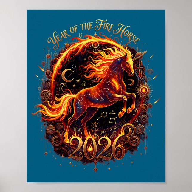 Year Of The Fire Horse 2026 Lunar Chinese New Year Poster (Front)