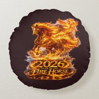 Year of the Fire Horse 2026 Round Cushion