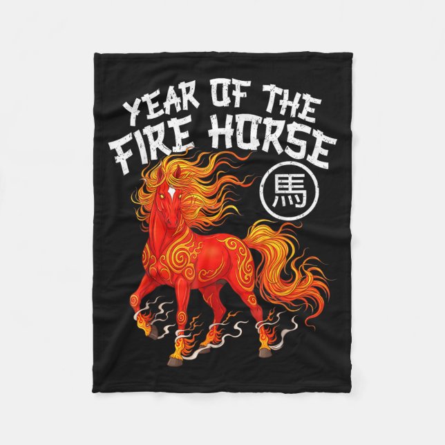 Year Of The Fire Horse Chinese New Year 2026 Zodia Fleece Blanket (Front)