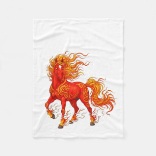Year Of The Fire Horse Chinese New Year 2026 Zodia Fleece Blanket