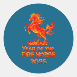 Year Of The Fire Horse, Chinese Zodiac Lunar New Y Classic Round Sticker
