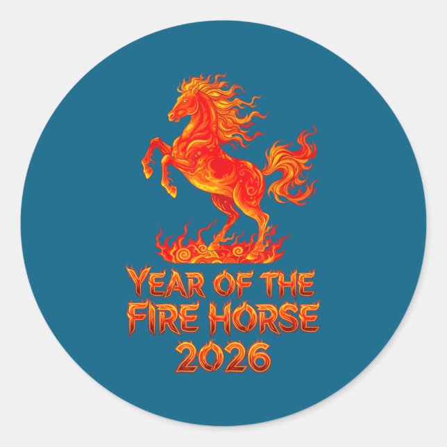 Year Of The Fire Horse, Chinese Zodiac Lunar New Y Classic Round Sticker (Front)
