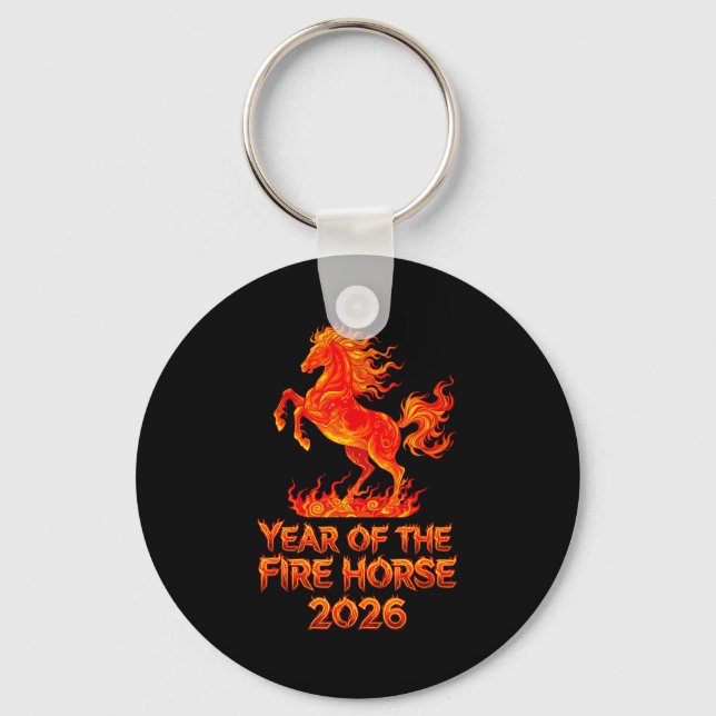 Year Of The Fire Horse, Chinese Zodiac Lunar New Y Key Ring (Front)