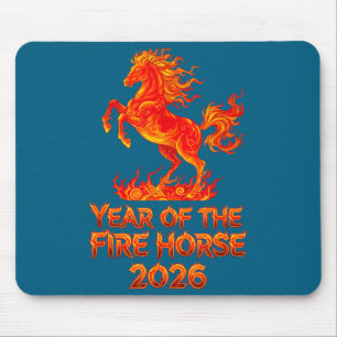 Year Of The Fire Horse, Chinese Zodiac Lunar New Y Mouse Mat