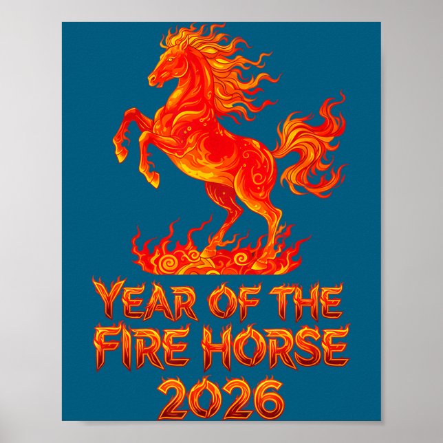 Year Of The Fire Horse, Chinese Zodiac Lunar New Y Poster (Front)