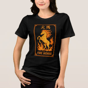 Year of the Fire Horse – Fiery Mandala Badge Tri-Blend Shirt