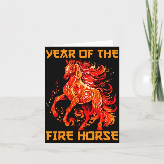 Year Of The Fire Horse Happy Chinese Lunar New Yea Card (Front)