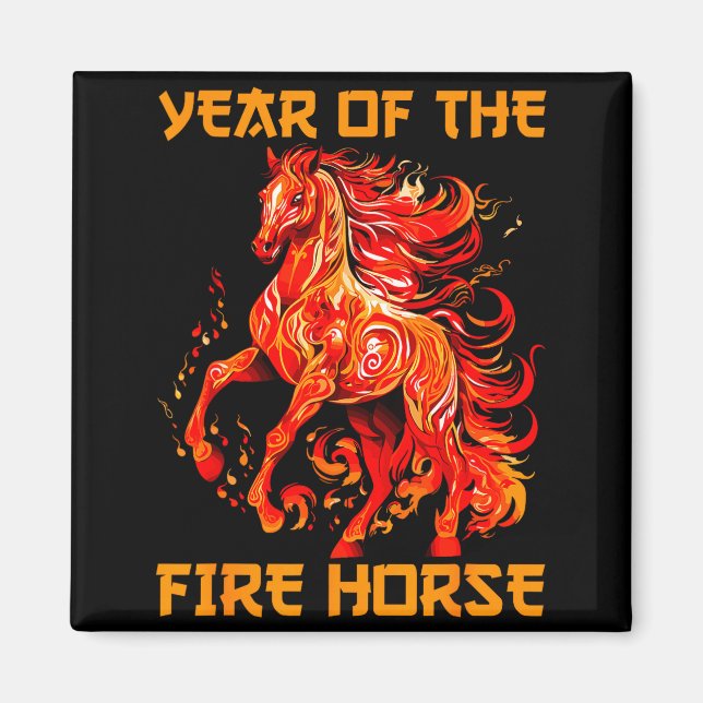 Year Of The Fire Horse Happy Chinese Lunar New Yea Magnet (Front)