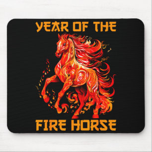 Year Of The Fire Horse Happy Chinese Lunar New Yea Mouse Mat