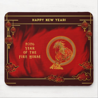 Year of the Fire Horse , Happy Lunar New Year Mouse Mat