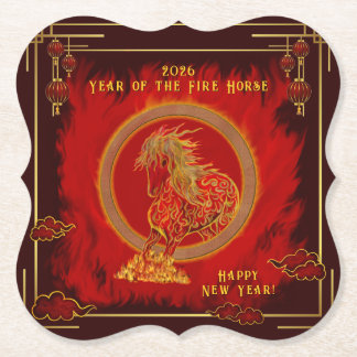 Year of the Fire Horse , Happy Lunar New Year Paper Coaster