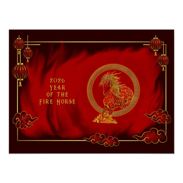 Year of the Fire Horse , Happy Lunar New Year Poster (Front)