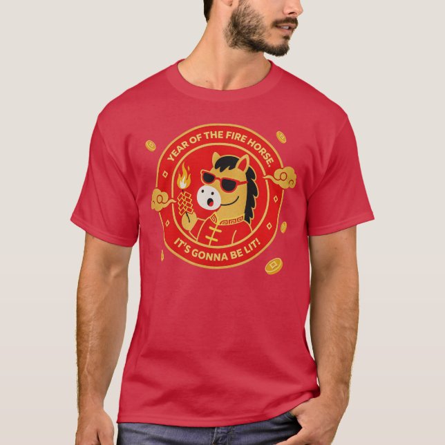 Year of the Fire Horse Lunar New Year Red Zodiac H T-Shirt (Front)