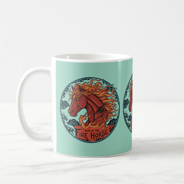 Year of the Fire Horse Notebook Design 2 Coffee Mug (Left)