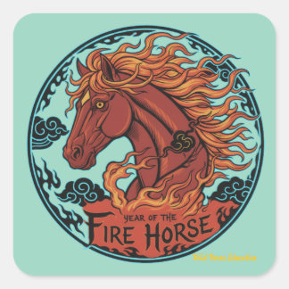 Year of the Fire Horse Square Sticker