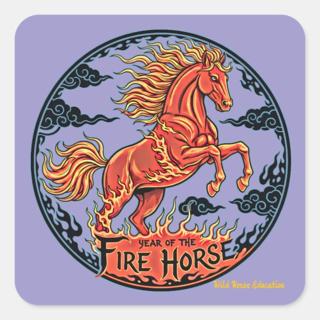 Year of the Fire Horse Square Sticker (Front)