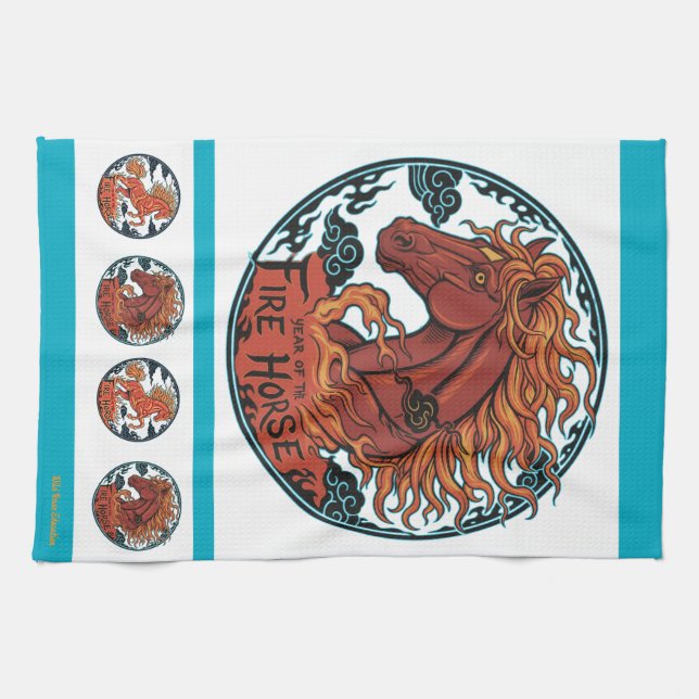 Year of the Fire Horse Tea Towel (Horizontal)