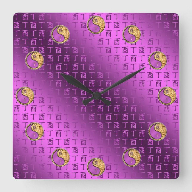 Year of the Fire Rooster Square Wall Clock (Front)