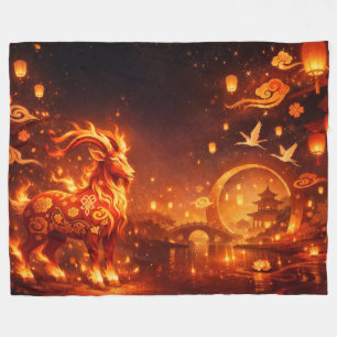 Year of the Goat 2027 Chinese Zodiac Blanket Throw