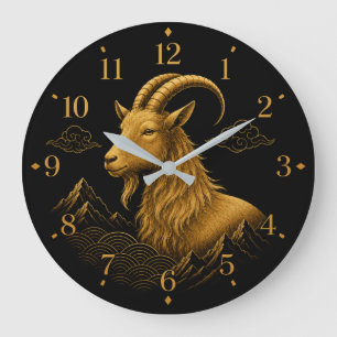 Year of the Goat Luxury Clock Face – Elegant Black