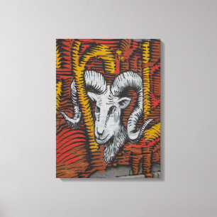 Year Of the Goat Sheep Ram Graffiti Canvas Print