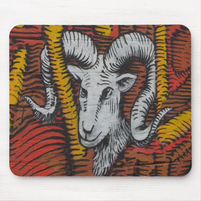 Year Of the Goat Sheep Ram Graffiti Mouse Mat (Front)