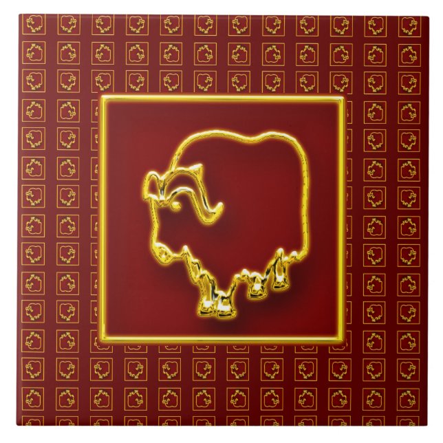 Year of the Golden Oxen Ceramic Tile (Front)