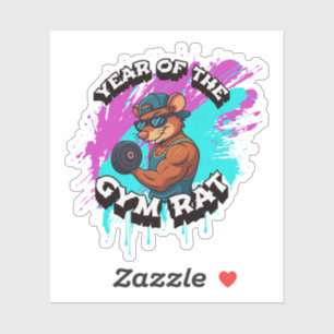 Year of the Gym Rat Funny Workout Cartoon Design
