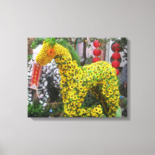 Year of the Horse 春節馬 ... Chinese Flower Topiary Canvas Print