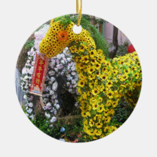 Year of the Horse   春節馬 ... Chinese Flower Topiary Ceramic Tree Decoration
