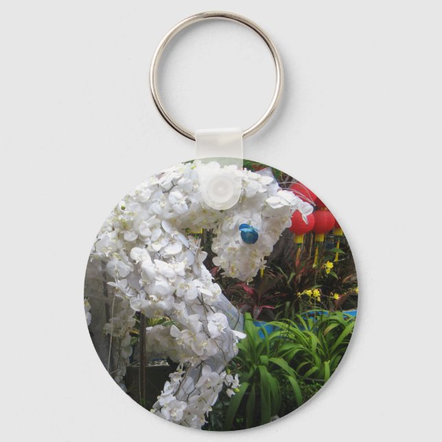 Year of the Horse | 春節馬 ... Chinese Flower Topiary Key Ring (Front)