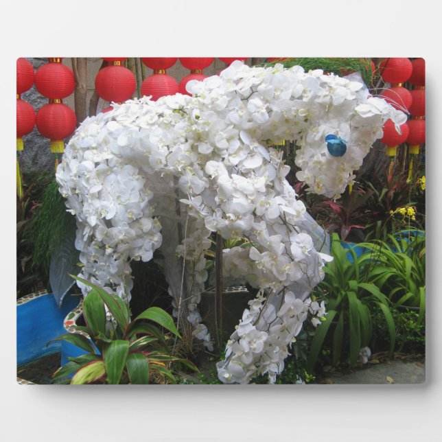 Year of the Horse | 春節馬 ... Chinese Flower Topiary Plaque (Front)